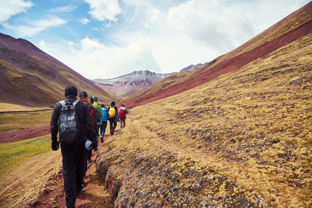 As the sky cleared up we hiked under blue sky in Peru