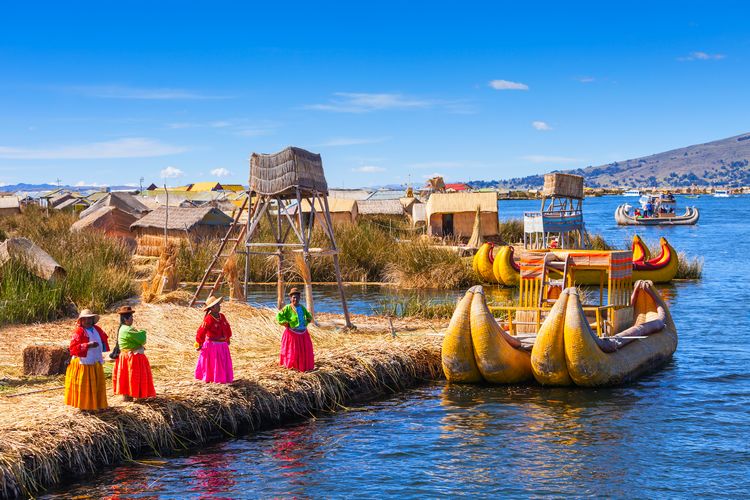 Visit the floating Islands on Lake Titicaca